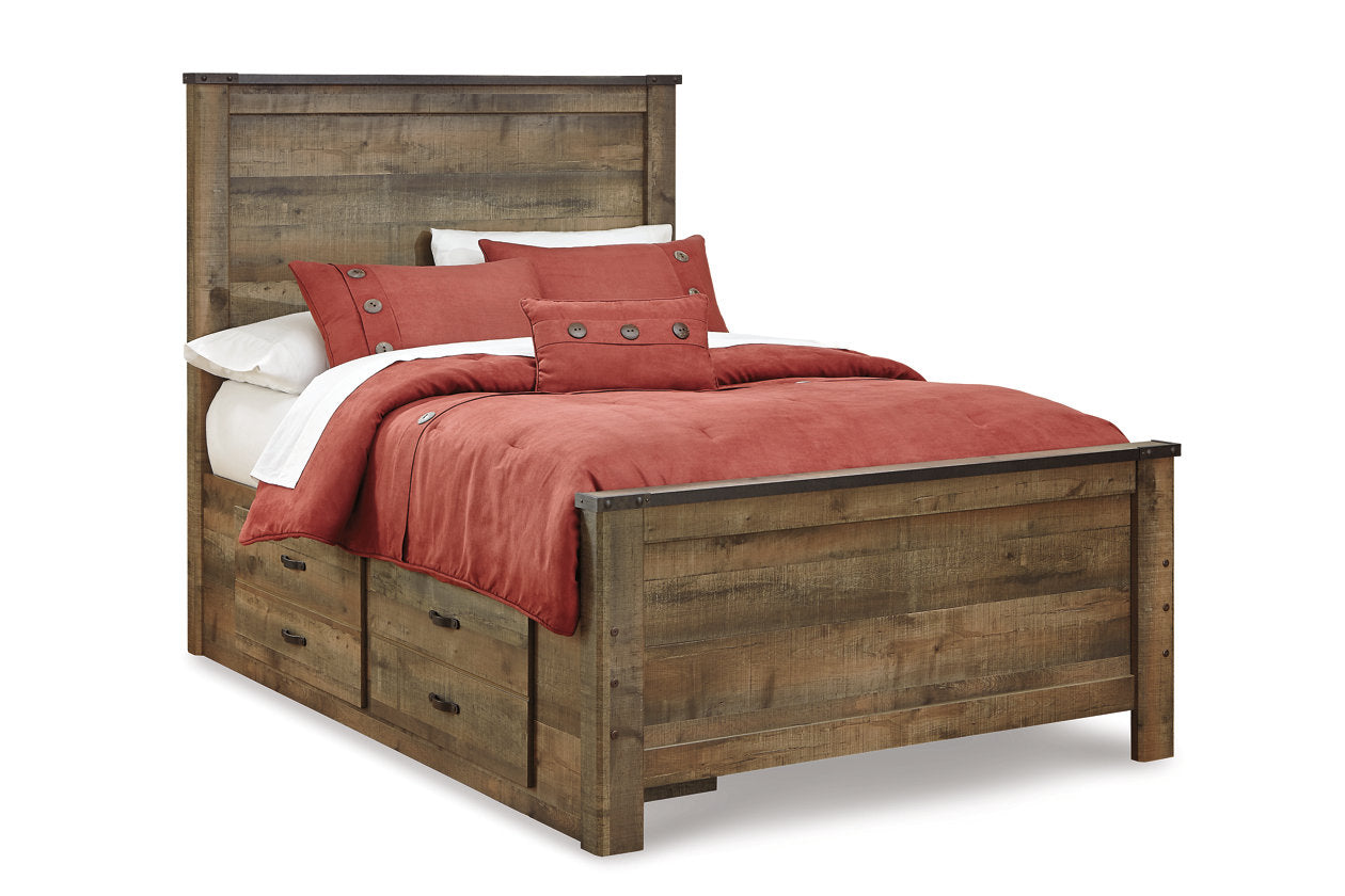 Trinell Brown Full Panel Bed with 2 Storage Drawers - SET | B100-12 | B446-50 | B446-84 | B446-87 - Bien Home Furniture & Electronics