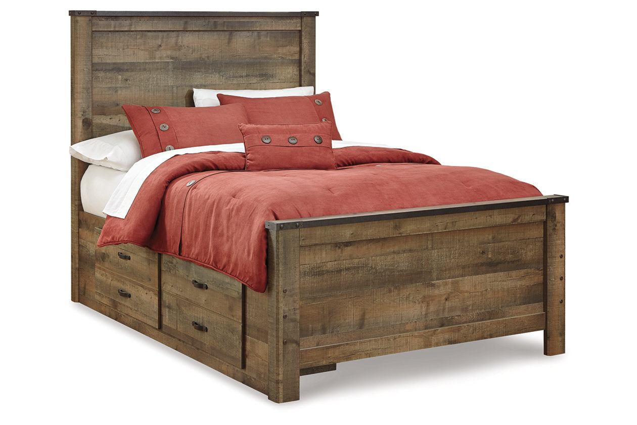 Trinell Brown Full Panel Bed with 2 Storage Drawers - SET | B100-12 | B446-50 | B446-84 | B446-87 - Bien Home Furniture & Electronics