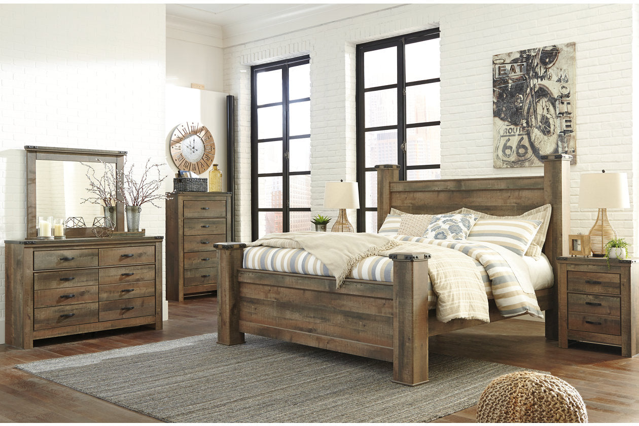 Trinell Brown King Poster Bed - SET | B446-61 | B446-66 | B446-68 | B446-99 - Bien Home Furniture & Electronics