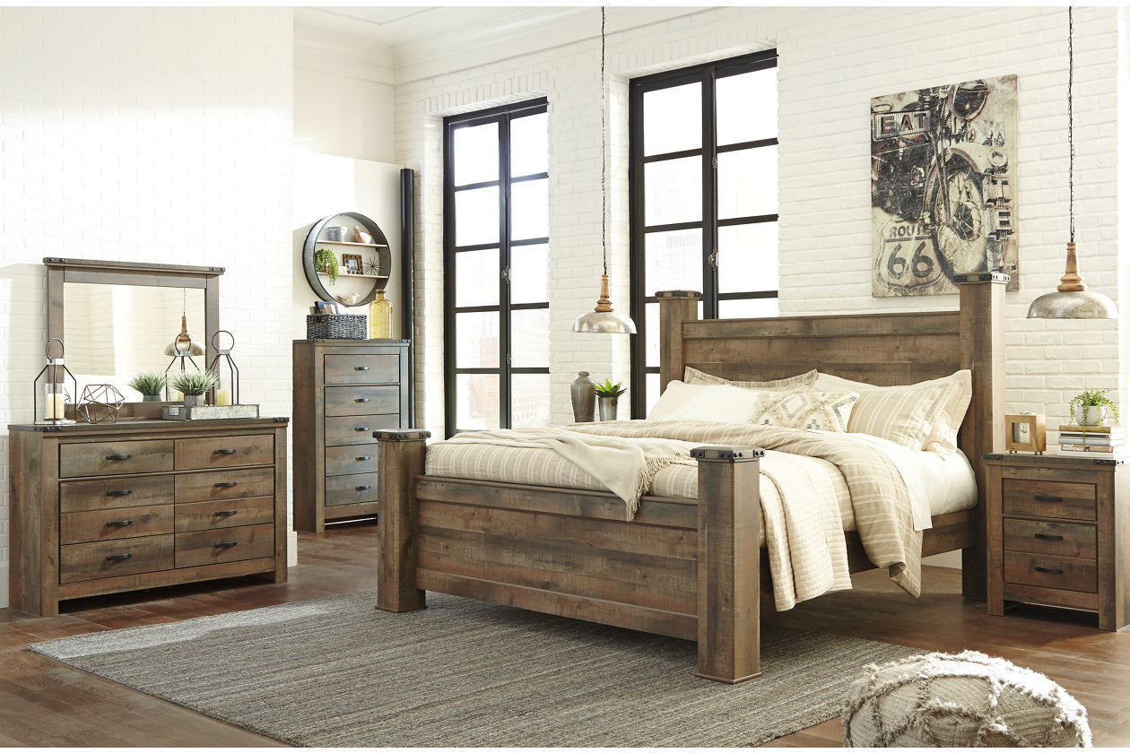 Trinell Brown King Poster Bed - SET | B446-61 | B446-66 | B446-68 | B446-99 - Bien Home Furniture & Electronics
