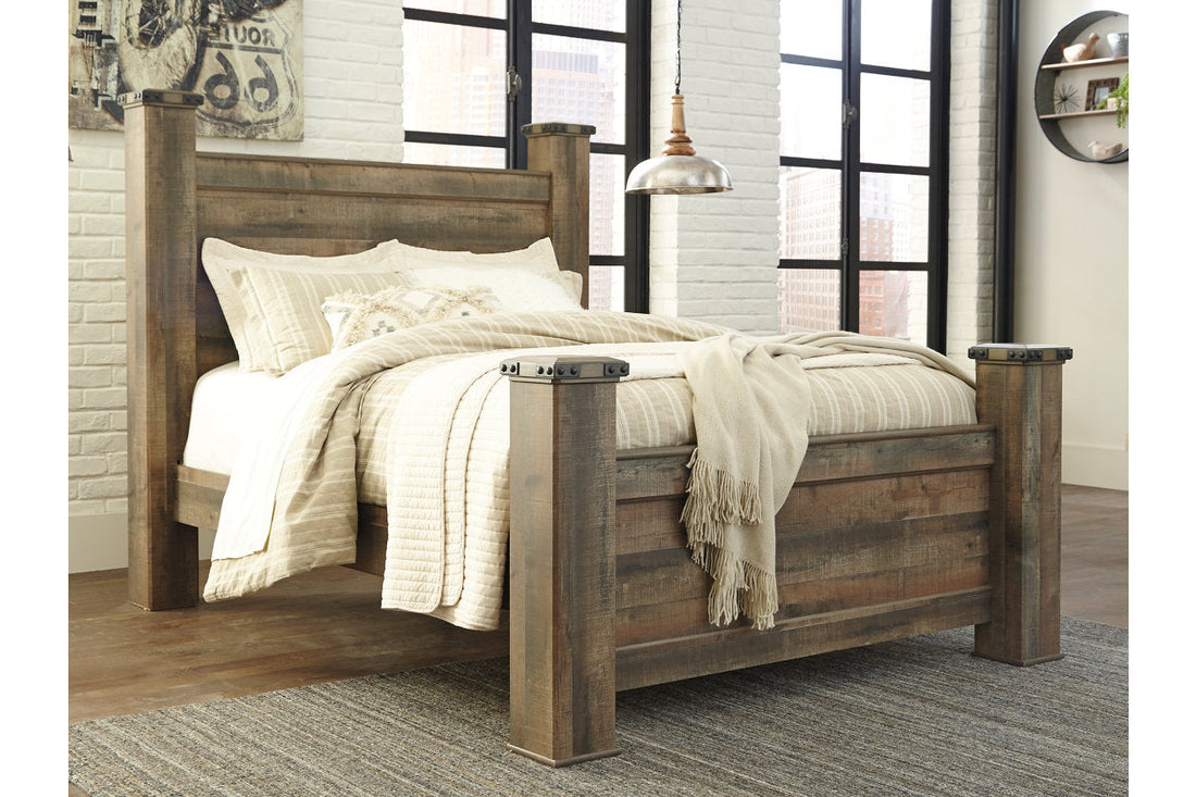 Trinell Brown Queen Poster Bed - SET | B446-61 | B446-64 | B446-67 | B446-98 - Bien Home Furniture &amp; Electronics