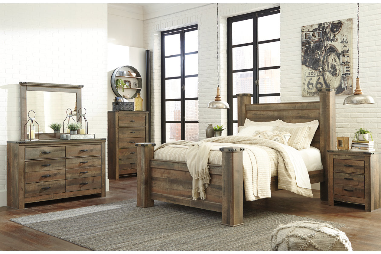 Trinell Brown Queen Poster Bed - SET | B446-61 | B446-64 | B446-67 | B446-98 - Bien Home Furniture & Electronics