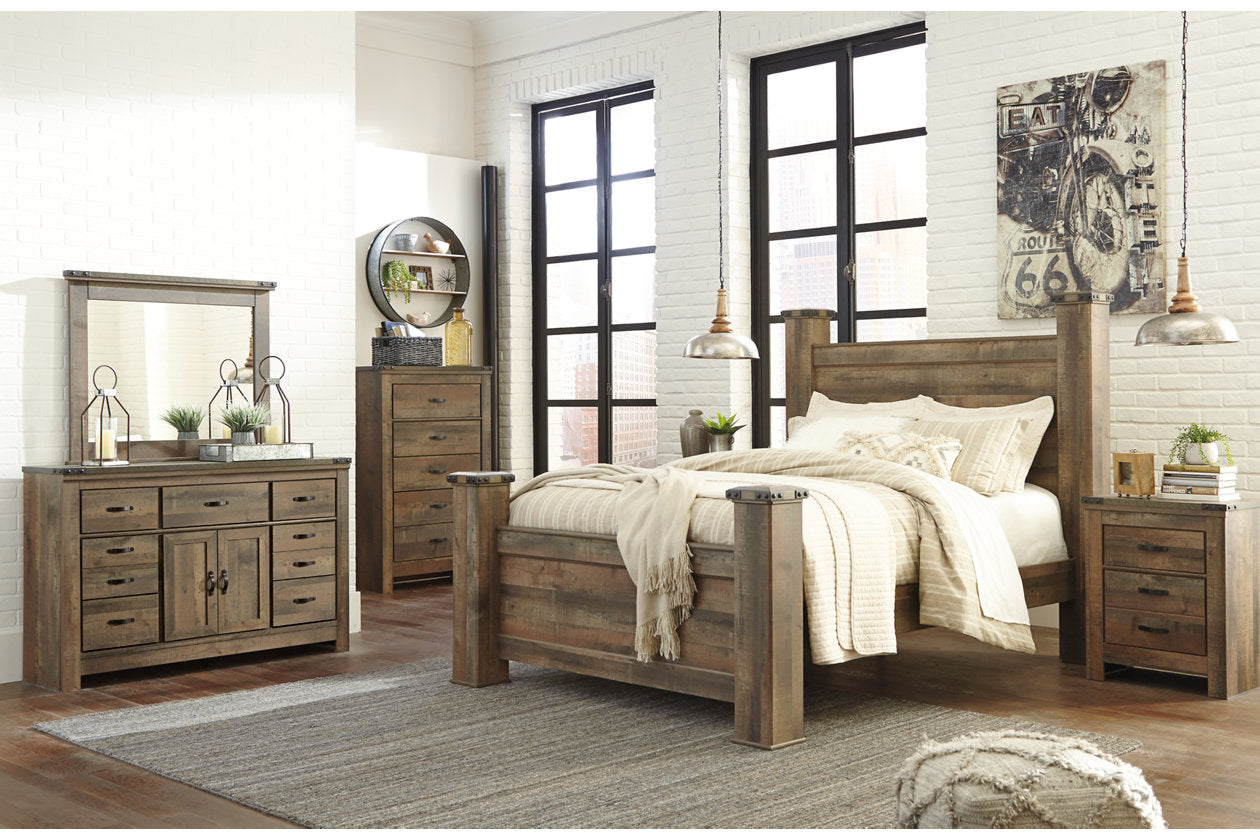 Trinell Brown Queen Poster Bed - SET | B446-61 | B446-64 | B446-67 | B446-98 - Bien Home Furniture & Electronics