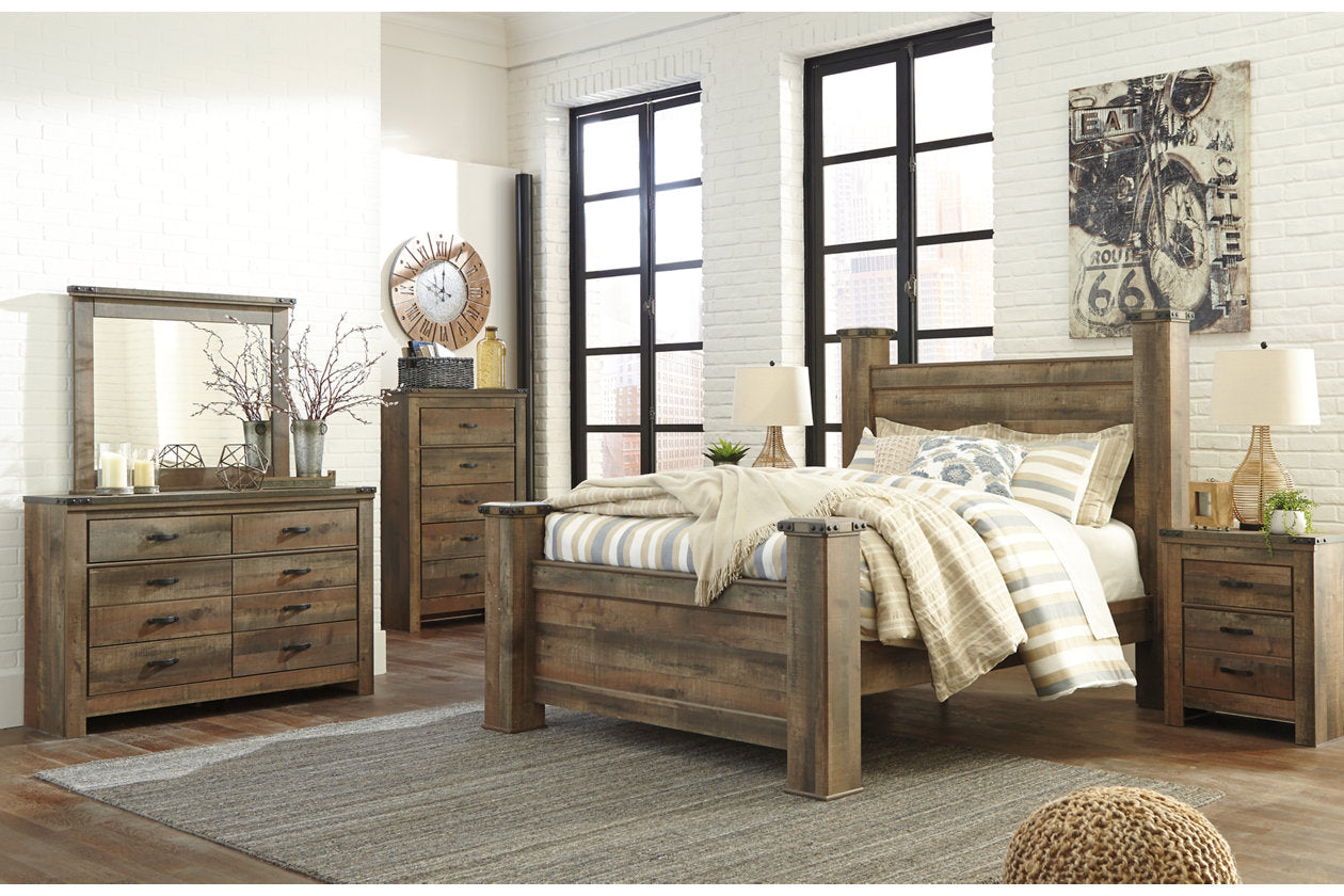 Trinell Brown Queen Poster Bed - SET | B446-61 | B446-64 | B446-67 | B446-98 - Bien Home Furniture & Electronics