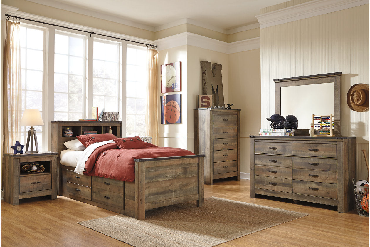 Trinell Brown Twin Bookcase Bed with 2 Storage Drawers - SET | B100-11 | B446-50 | B446-52 | B446-63 - Bien Home Furniture & Electronics