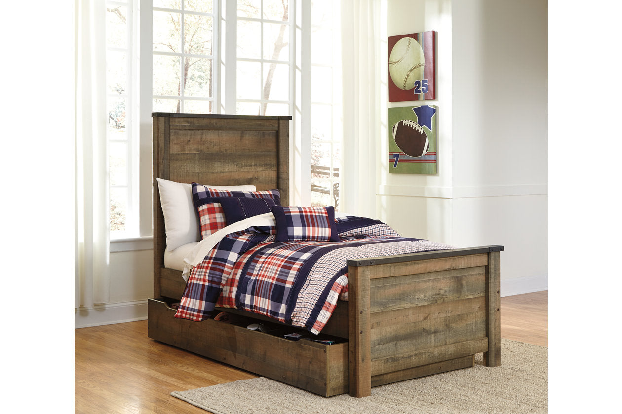 Trinell Brown Twin Panel Bed with 1 Large Storage Drawer - SET | B100-11 | B446-52 | B446-53 | B446-60 | B446-83 - Bien Home Furniture & Electronics