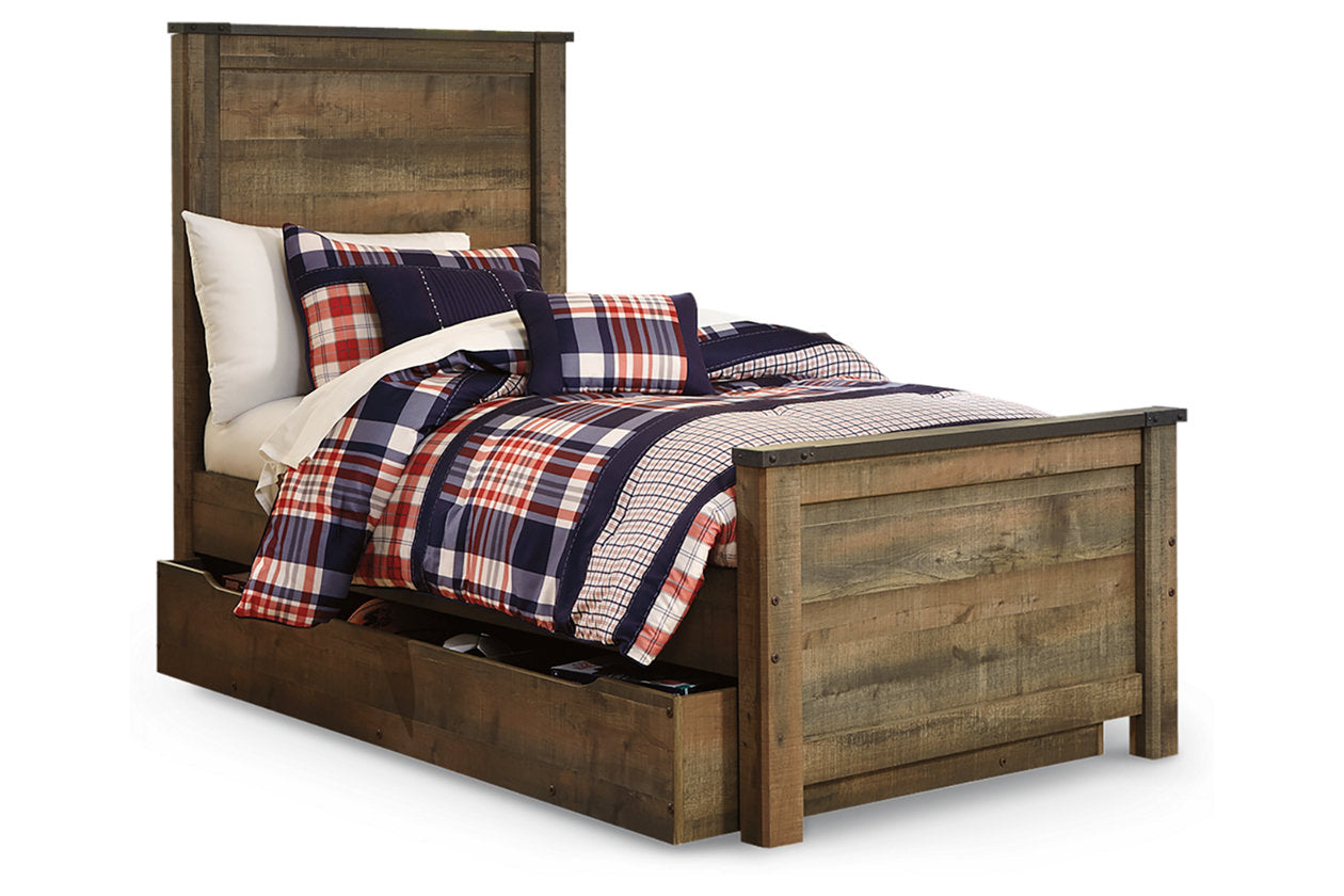 Trinell Brown Twin Panel Bed with 1 Large Storage Drawer - SET | B100-11 | B446-52 | B446-53 | B446-60 | B446-83 - Bien Home Furniture & Electronics