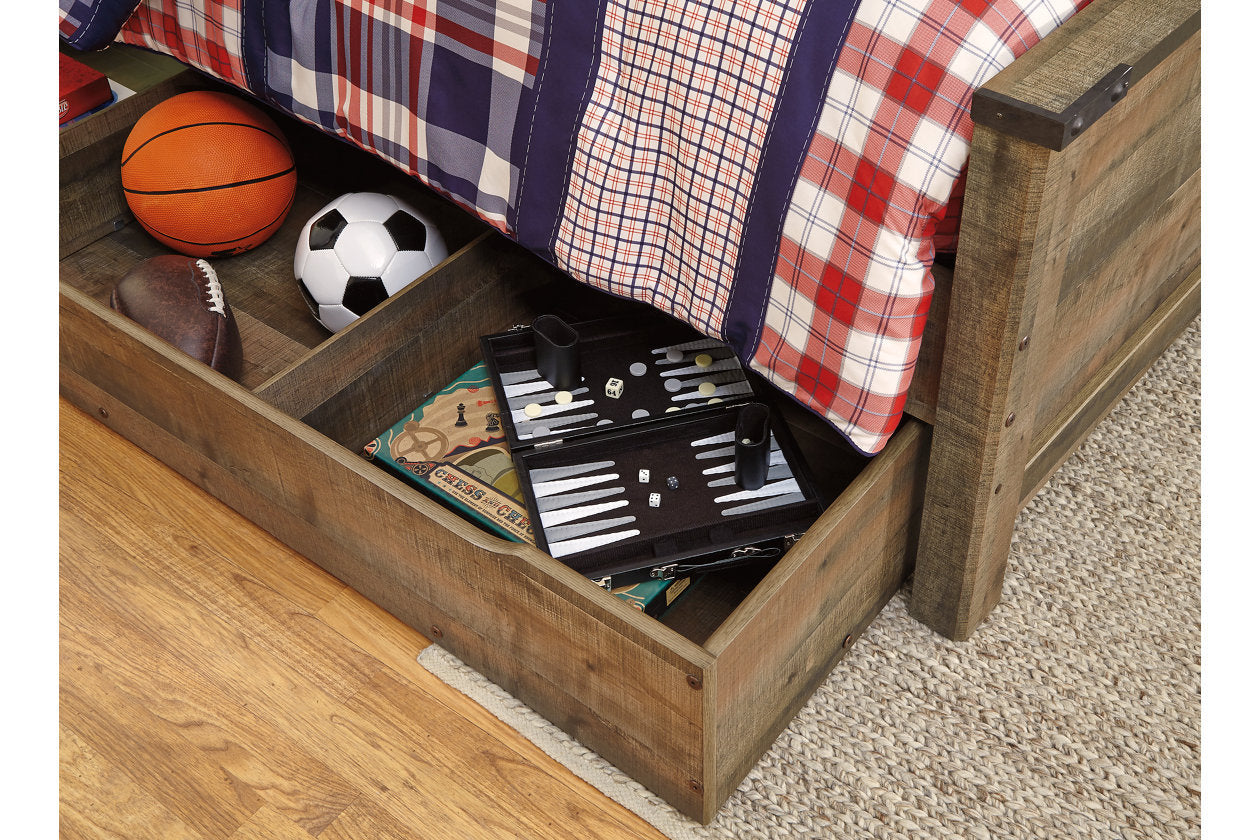 Trinell Brown Twin Panel Bed with 1 Large Storage Drawer - SET | B100-11 | B446-52 | B446-53 | B446-60 | B446-83 - Bien Home Furniture & Electronics