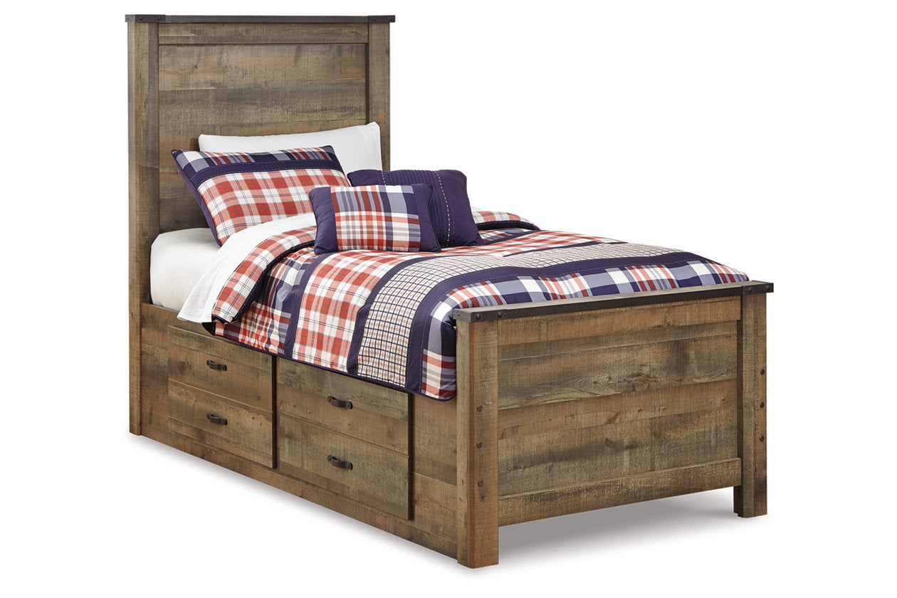 Trinell Brown Twin Panel Bed with 2 Storage Drawers - SET | B100-11 | B446-50 | B446-52 | B446-53 - Bien Home Furniture & Electronics