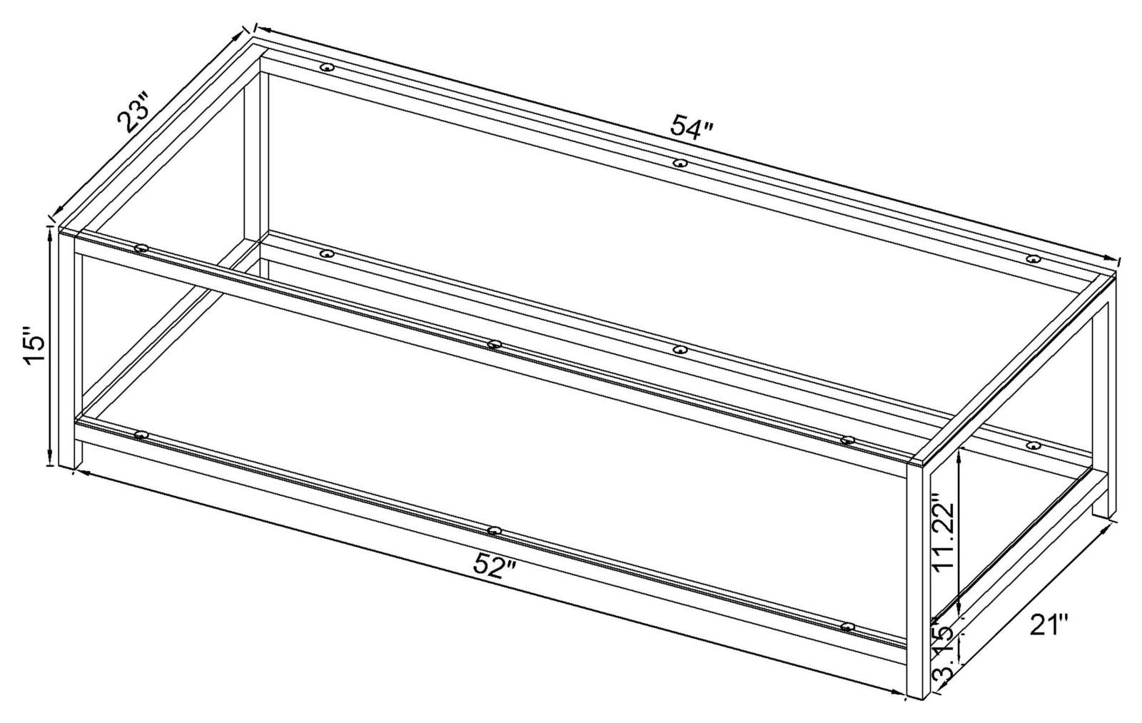 Trini Black Nickel Coffee Table with Glass Shelf - 720228 - Bien Home Furniture & Electronics