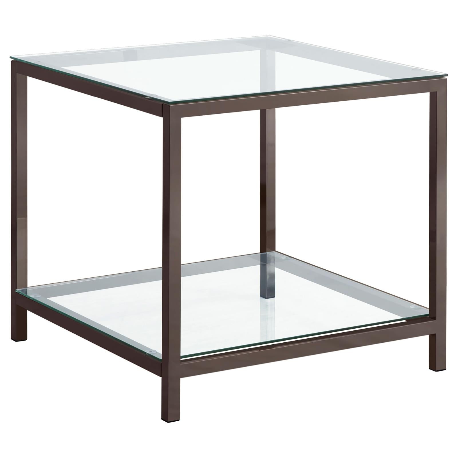 Trini End Table with Glass Shelf Black Nickel - 720227 - Bien Home Furniture & Electronics