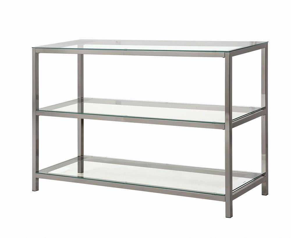 Trini Sofa Table with Glass Shelf Black Nickel - 720229 - Bien Home Furniture &amp; Electronics
