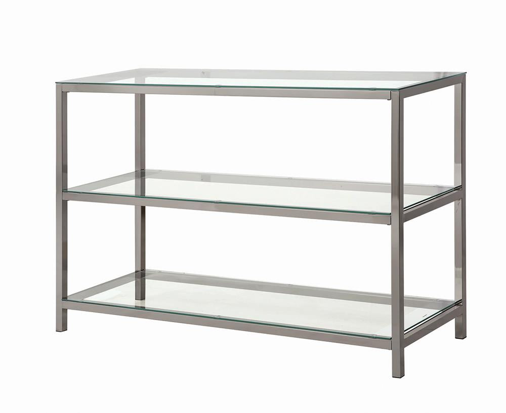 Trini Sofa Table with Glass Shelf Black Nickel - 720229 - Bien Home Furniture & Electronics