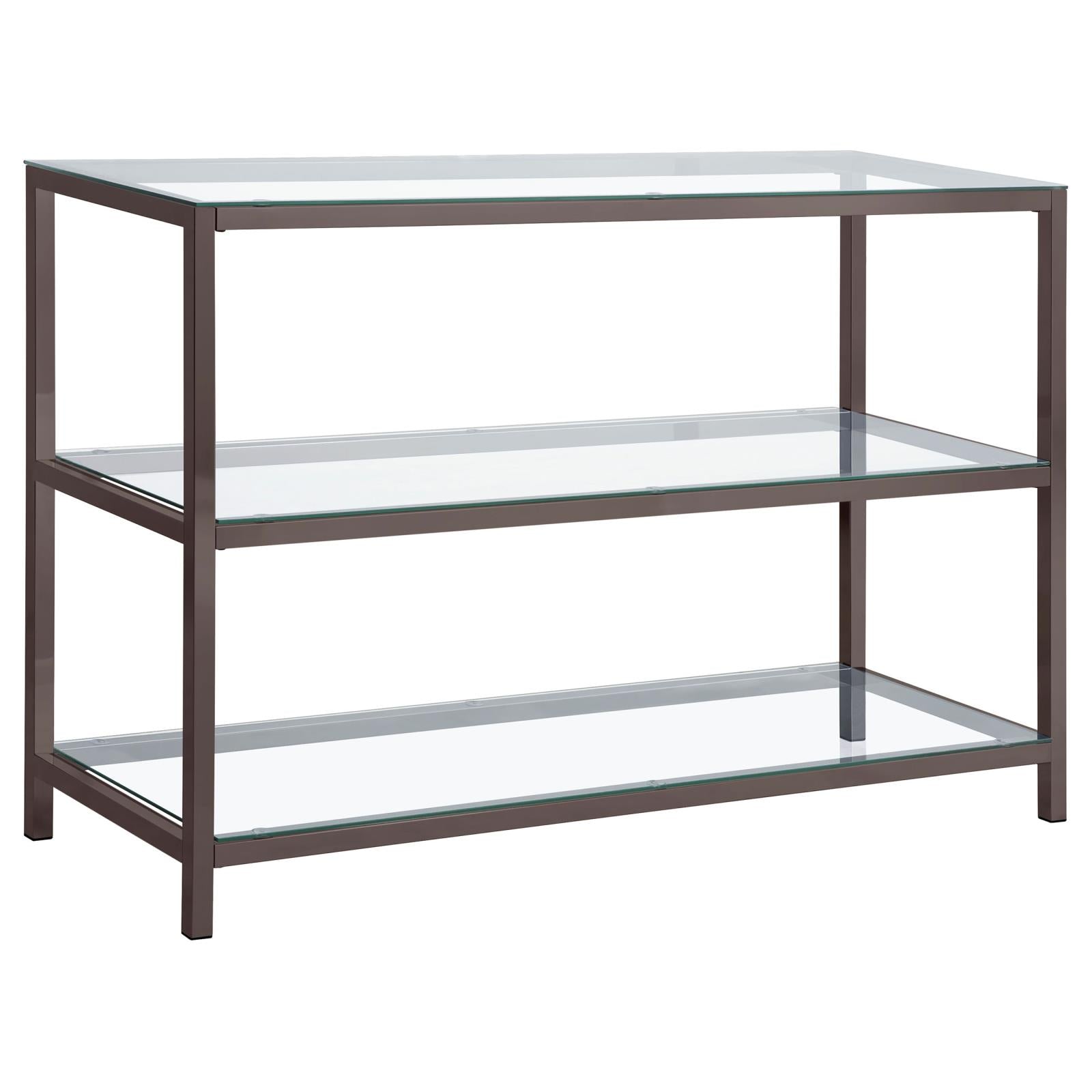 Trini Sofa Table with Glass Shelf Black Nickel - 720229 - Bien Home Furniture & Electronics