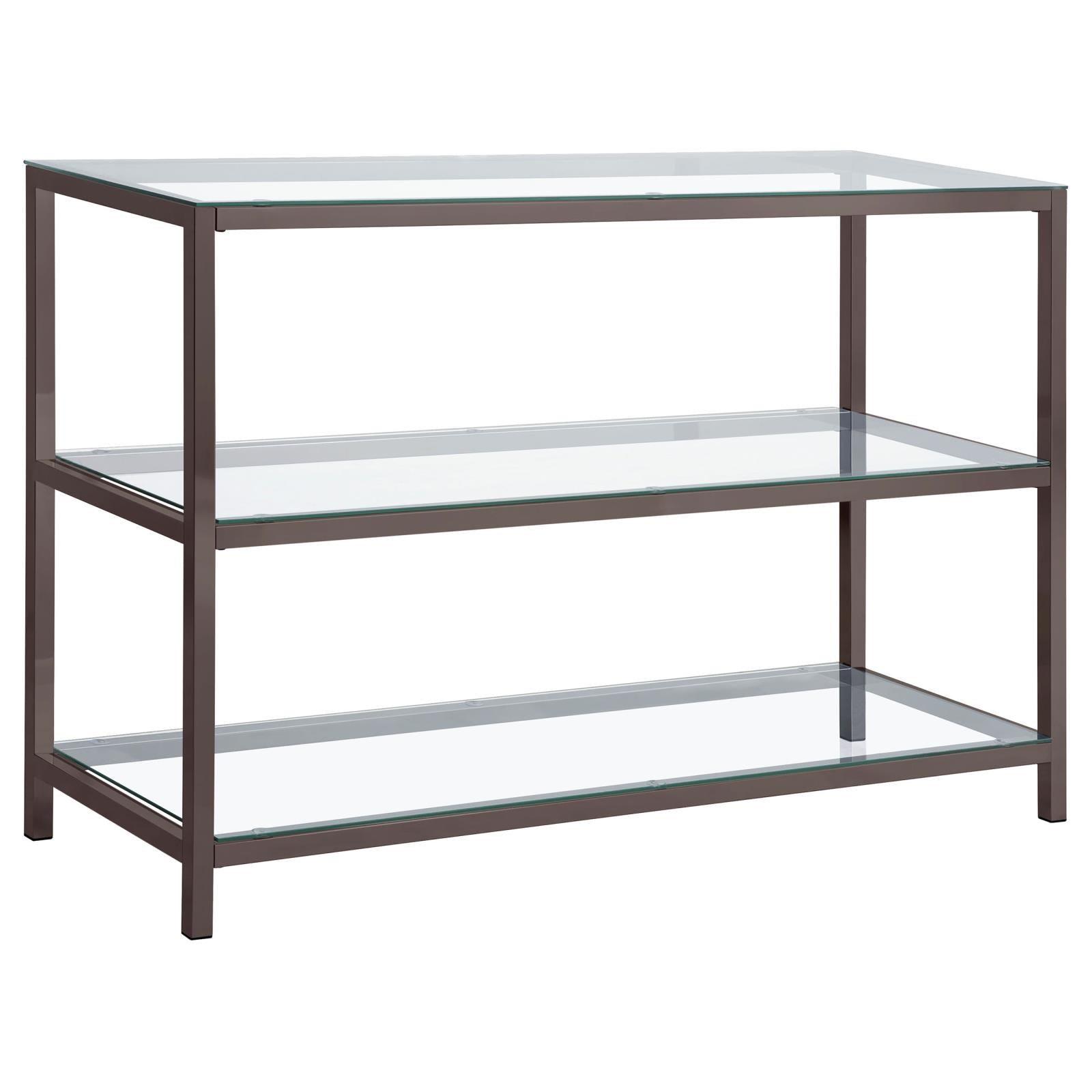 Trini Sofa Table with Glass Shelf Black Nickel - 720229 - Bien Home Furniture &amp; Electronics