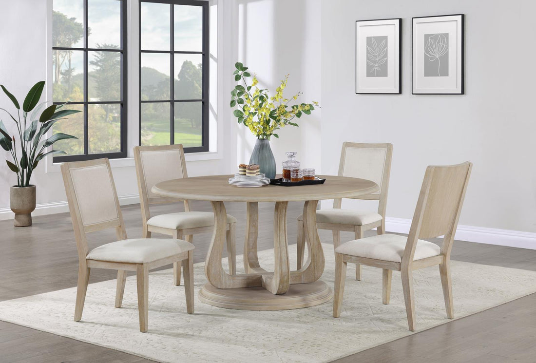 Trofello 5-piece Round Dining Set White Washed - 123120-S5 - Bien Home Furniture & Electronics