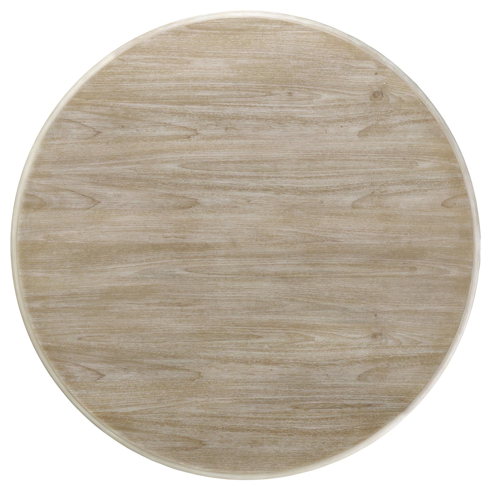 Trofello Round Dining Table with Curved Pedestal Base White Washed - 123120 - Bien Home Furniture & Electronics