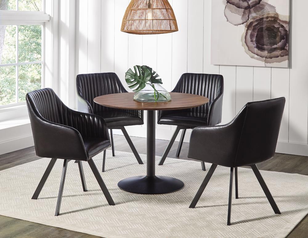 Tufted Sloped Arm Swivel Dining Chair Black/Gunmetal - 193372BLK - Bien Home Furniture & Electronics