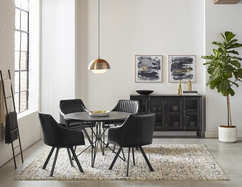 Tufted Sloped Arm Swivel Dining Chair Black/Gunmetal - 193372BLK - Bien Home Furniture & Electronics