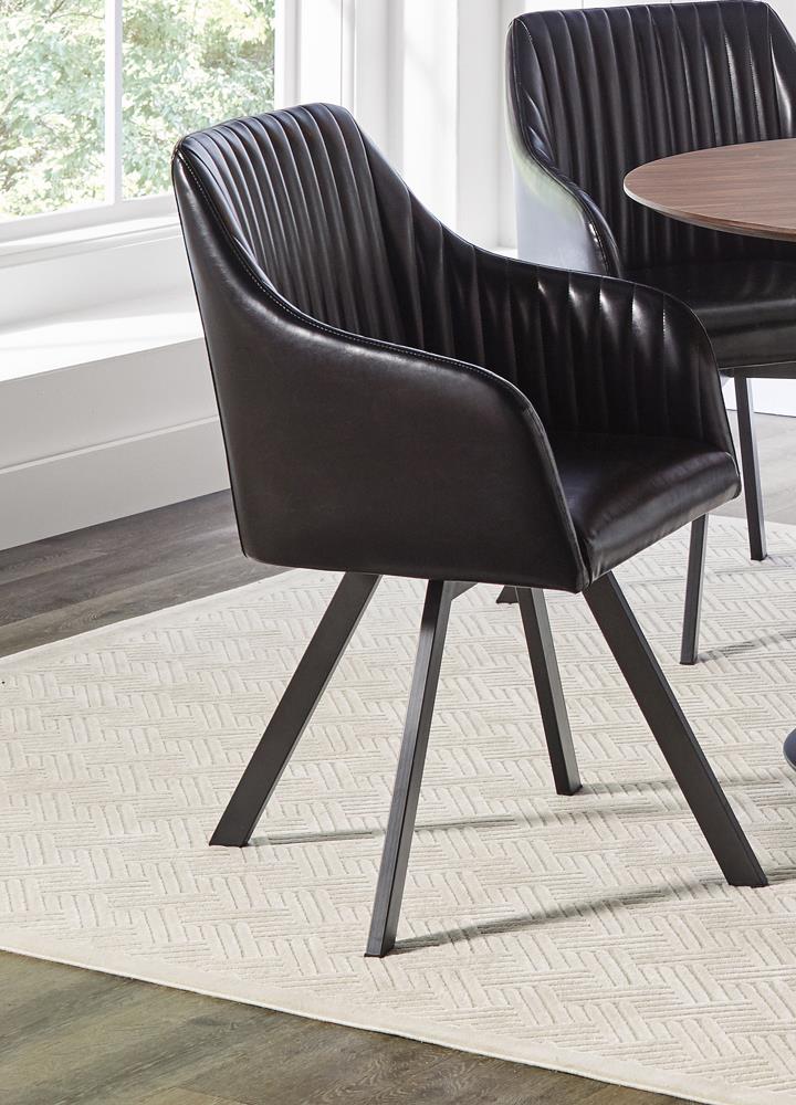 Tufted Sloped Arm Swivel Dining Chair Black/Gunmetal - 193372BLK - Bien Home Furniture & Electronics