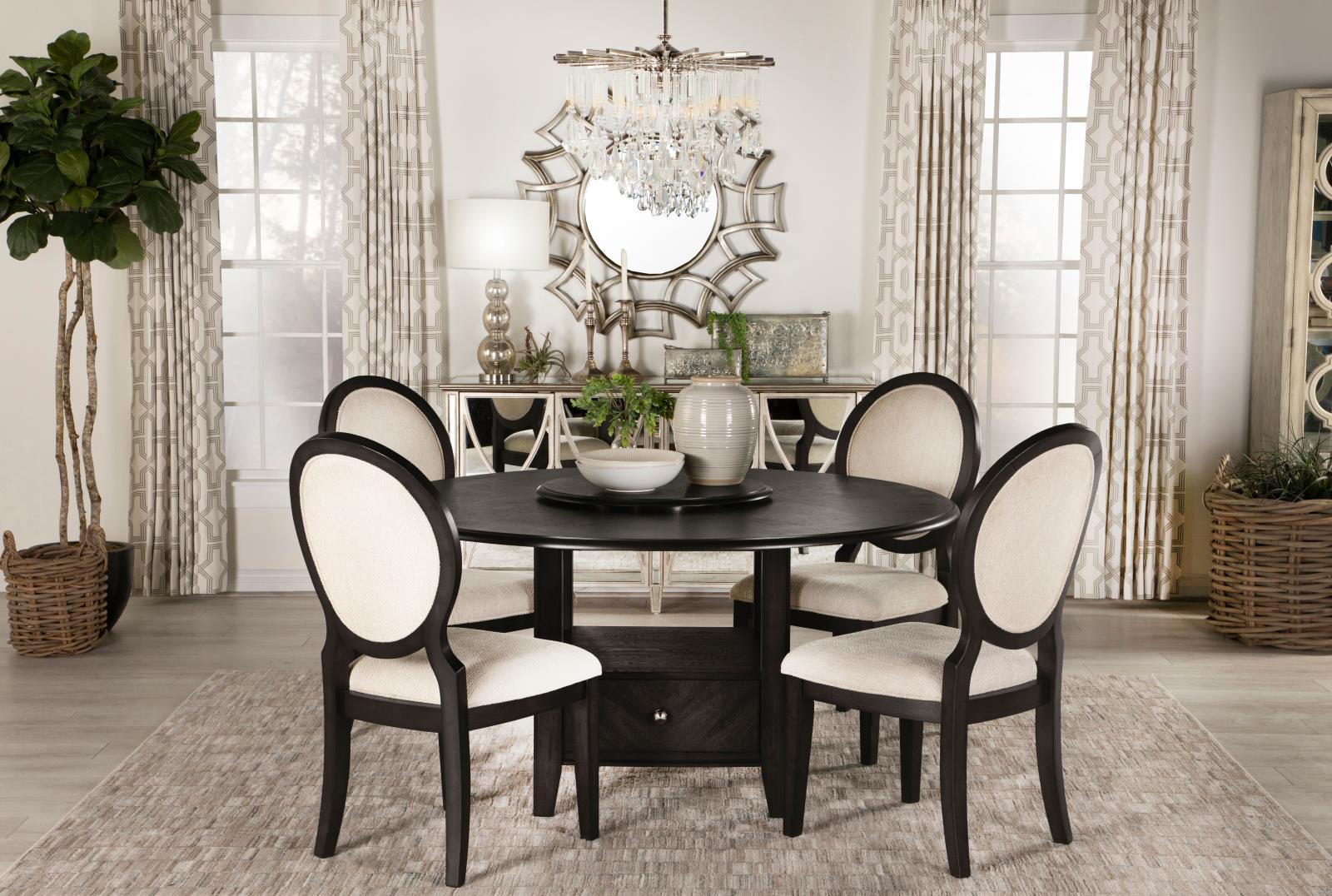 Twyla Upholstered Dining Chairs with Oval Back (Set of 2) Cream/Dark Cocoa - 115102 - Bien Home Furniture & Electronics