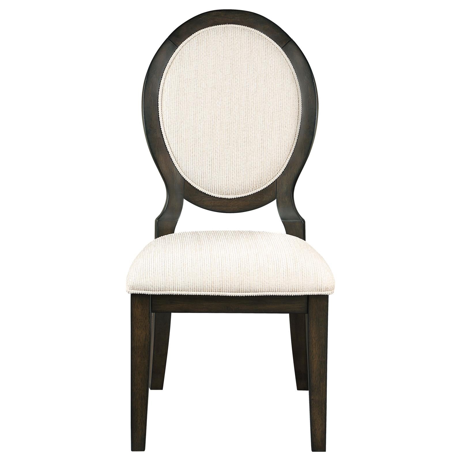 Twyla Upholstered Dining Chairs with Oval Back (Set of 2) Cream/Dark Cocoa - 115102 - Bien Home Furniture & Electronics