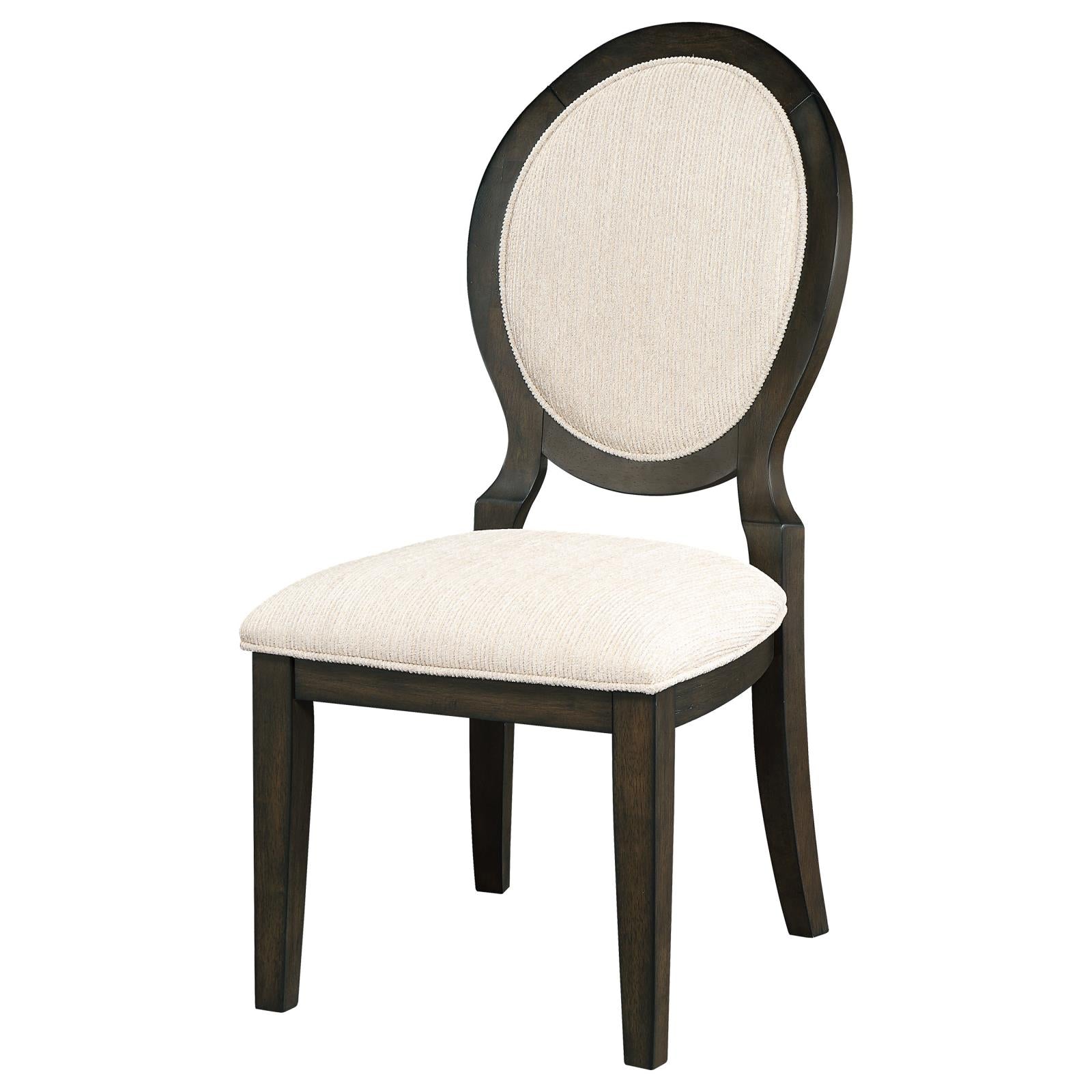 Twyla Upholstered Dining Chairs with Oval Back (Set of 2) Cream/Dark Cocoa - 115102 - Bien Home Furniture & Electronics