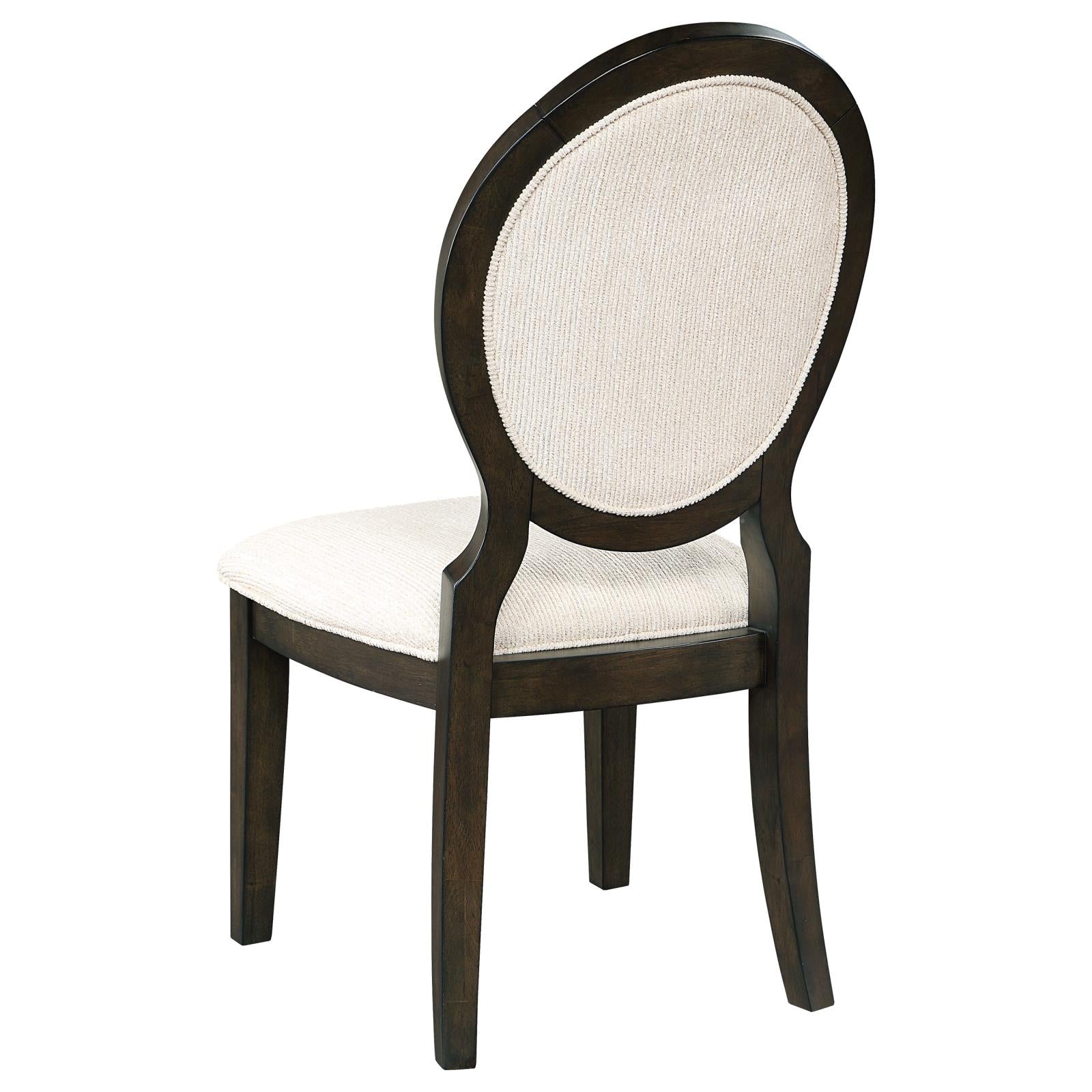 Twyla Upholstered Dining Chairs with Oval Back (Set of 2) Cream/Dark Cocoa - 115102 - Bien Home Furniture & Electronics