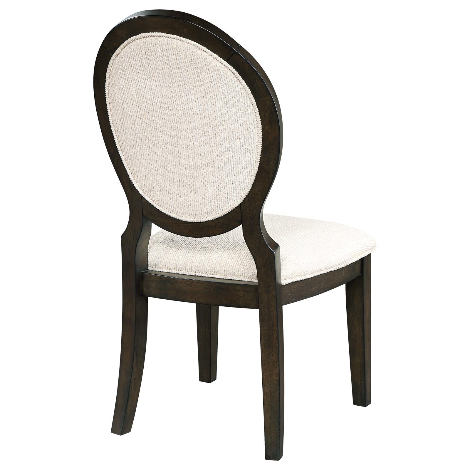 Twyla Upholstered Dining Chairs with Oval Back (Set of 2) Cream/Dark Cocoa - 115102 - Bien Home Furniture & Electronics