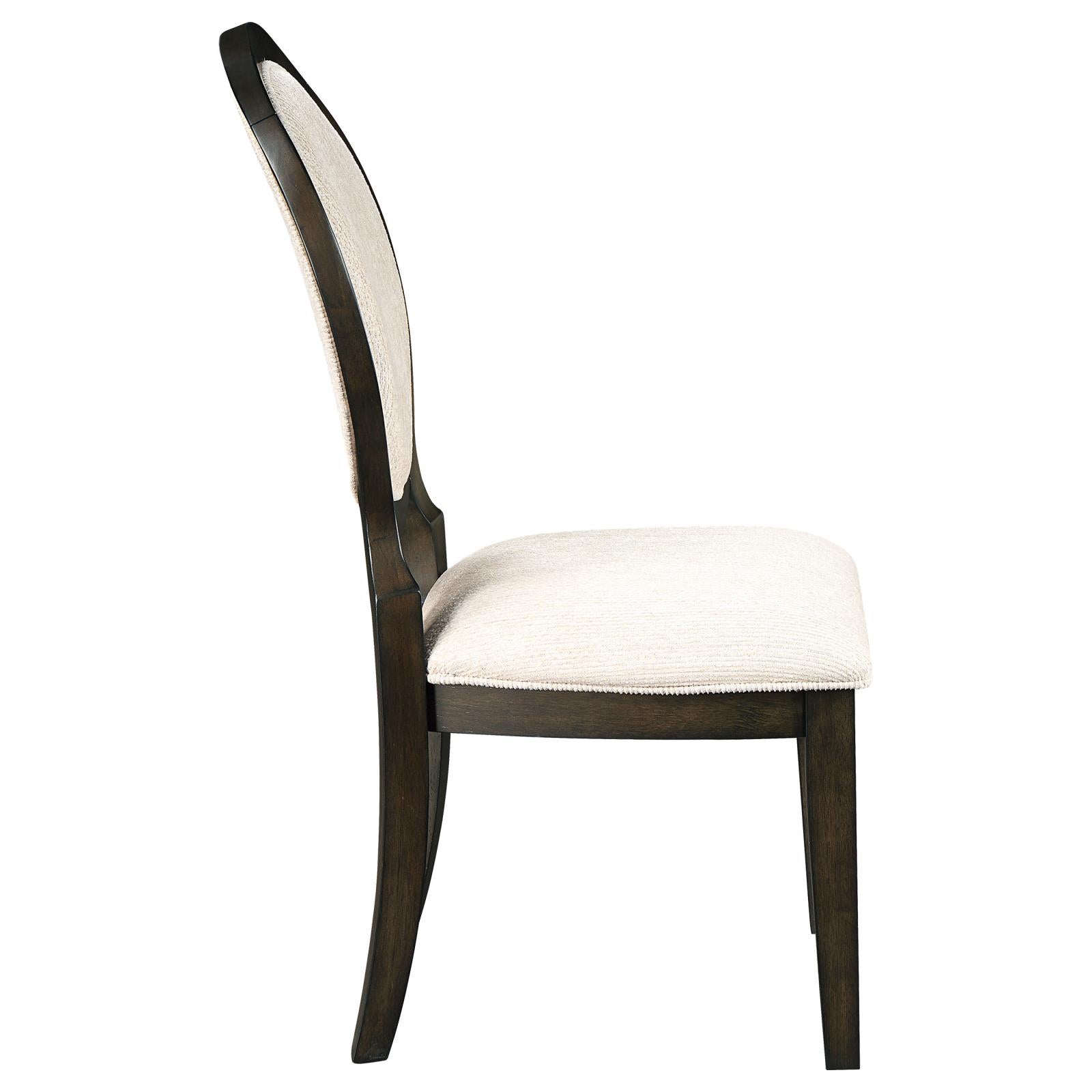 Twyla Upholstered Dining Chairs with Oval Back (Set of 2) Cream/Dark Cocoa - 115102 - Bien Home Furniture & Electronics
