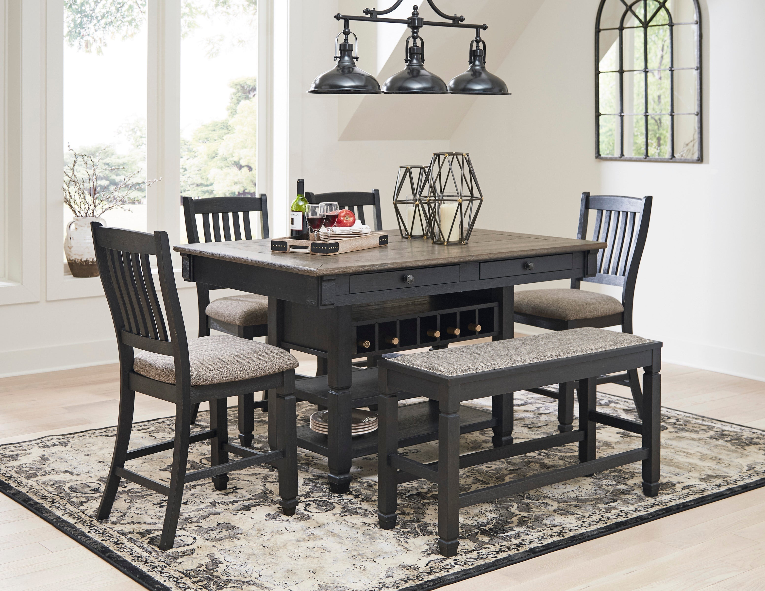 Tyler Creek Black/Grayish Brown Counter Height Set - SET | D736-32 | D736-124(2) - Bien Home Furniture & Electronics