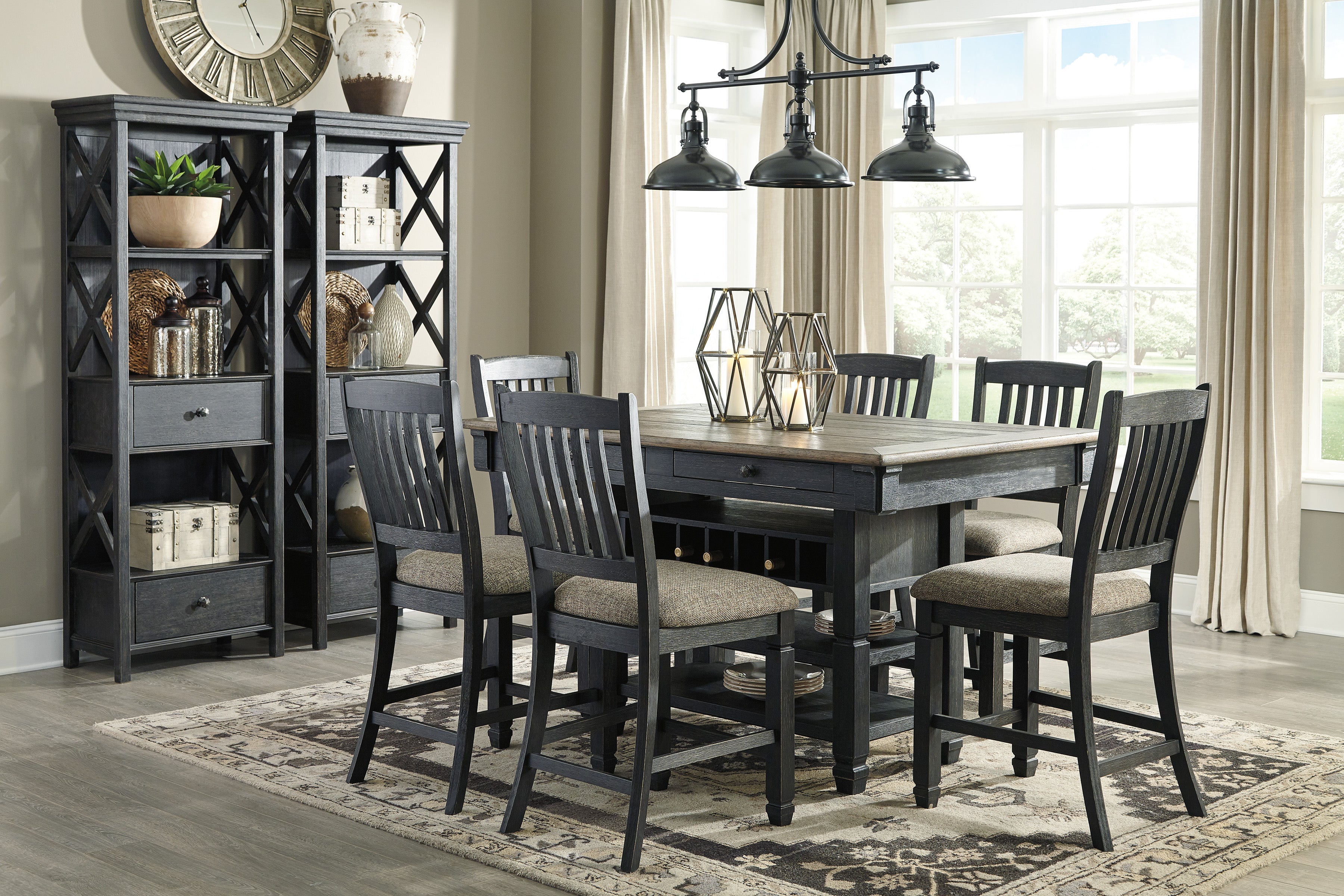 Tyler Creek Black/Grayish Brown Counter Height Set - SET | D736-32 | D736-124(2) - Bien Home Furniture & Electronics