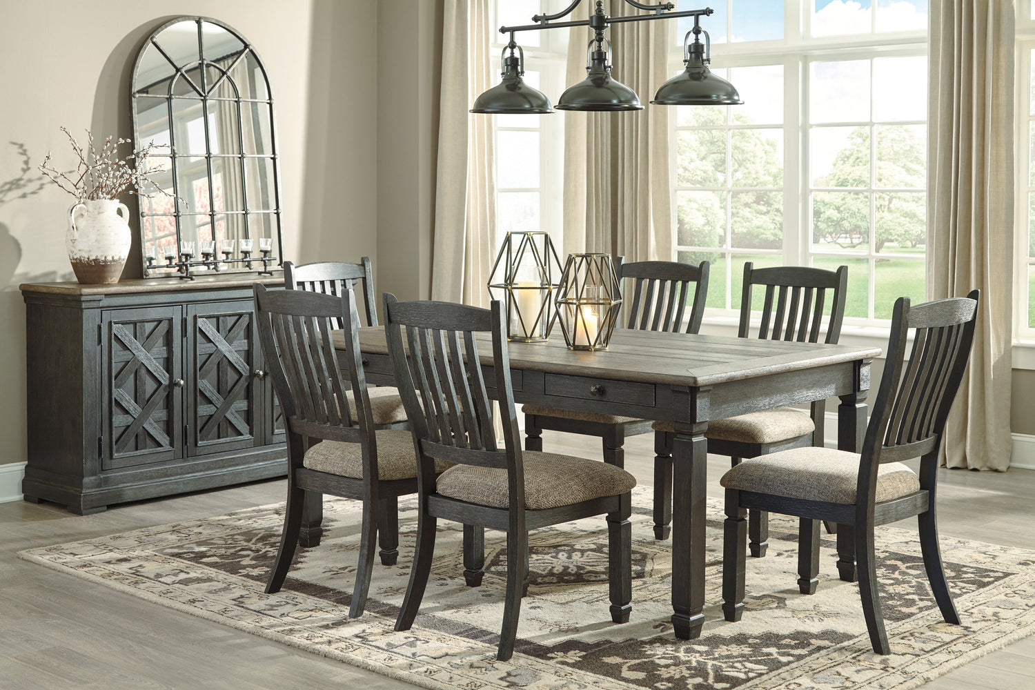 Tyler Creek Black/Grayish Brown Rectangular Dining Set - SET | D736-25 | D736-01(2) - Bien Home Furniture & Electronics