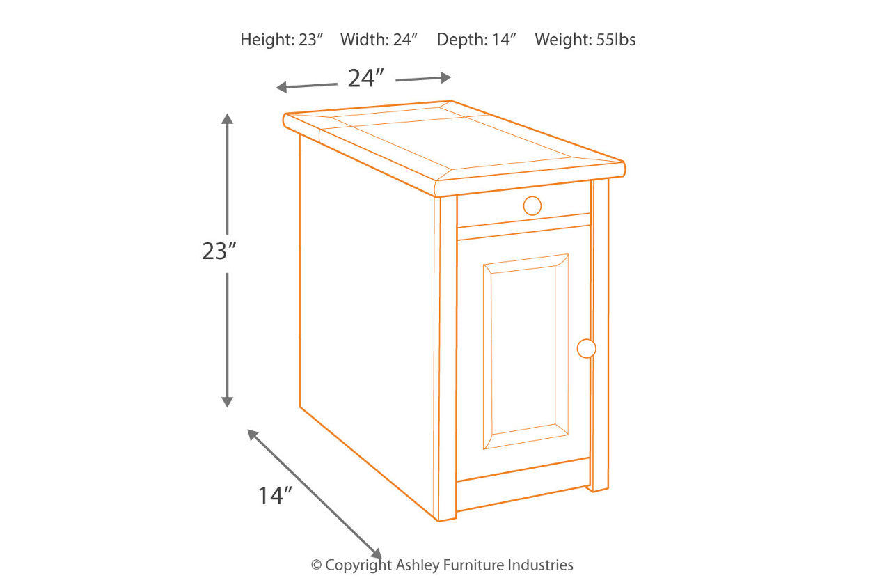 Tyler Creek Grayish Brown/Black Chairside End Table with USB Ports & Outlets - T736-7 - Bien Home Furniture & Electronics