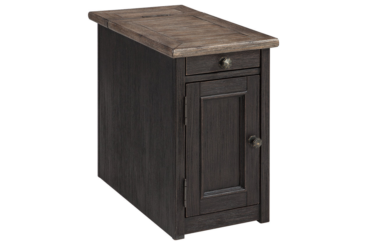 Tyler Creek Grayish Brown/Black Chairside End Table with USB Ports & Outlets - T736-7 - Bien Home Furniture & Electronics