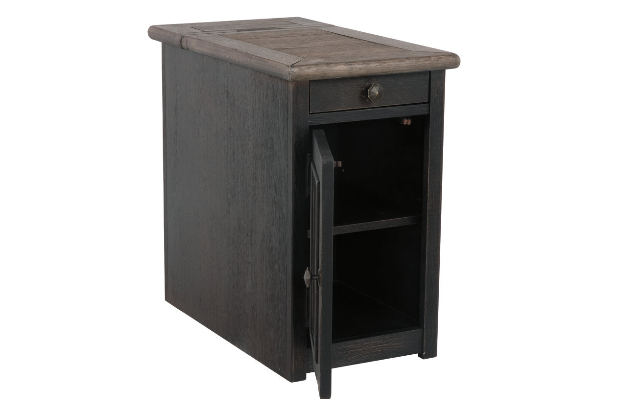 Tyler Creek Grayish Brown/Black Chairside End Table with USB Ports & Outlets - T736-7 - Bien Home Furniture & Electronics