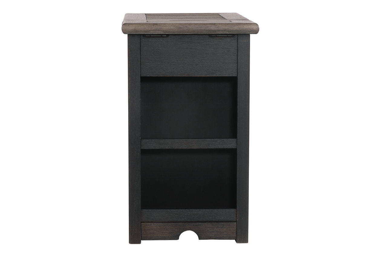 Tyler Creek Grayish Brown/Black Chairside End Table with USB Ports & Outlets - T736-7 - Bien Home Furniture & Electronics