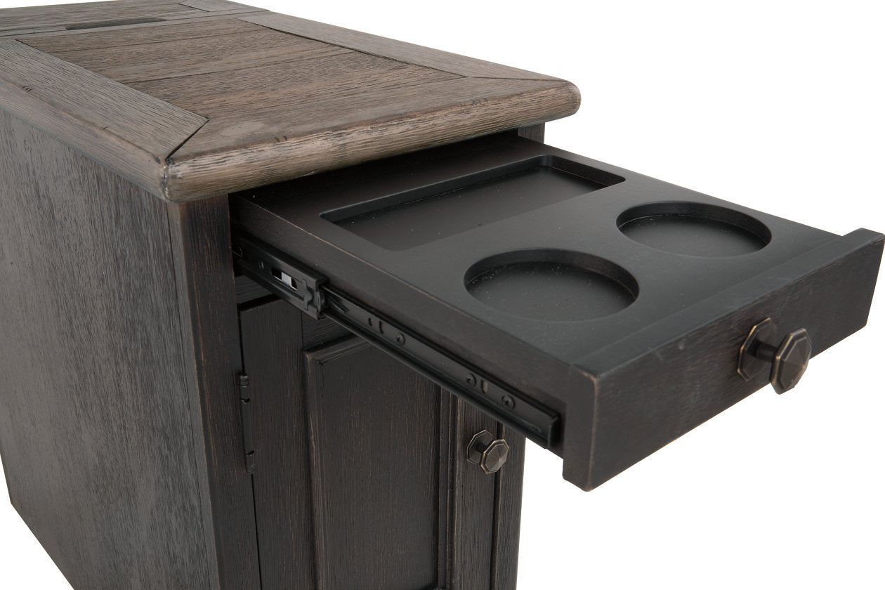 Tyler Creek Grayish Brown/Black Chairside End Table with USB Ports & Outlets - T736-7 - Bien Home Furniture & Electronics
