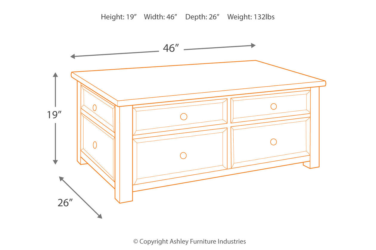 Tyler Creek Grayish Brown/Black Coffee Table with Lift Top - T736-20 - Bien Home Furniture & Electronics