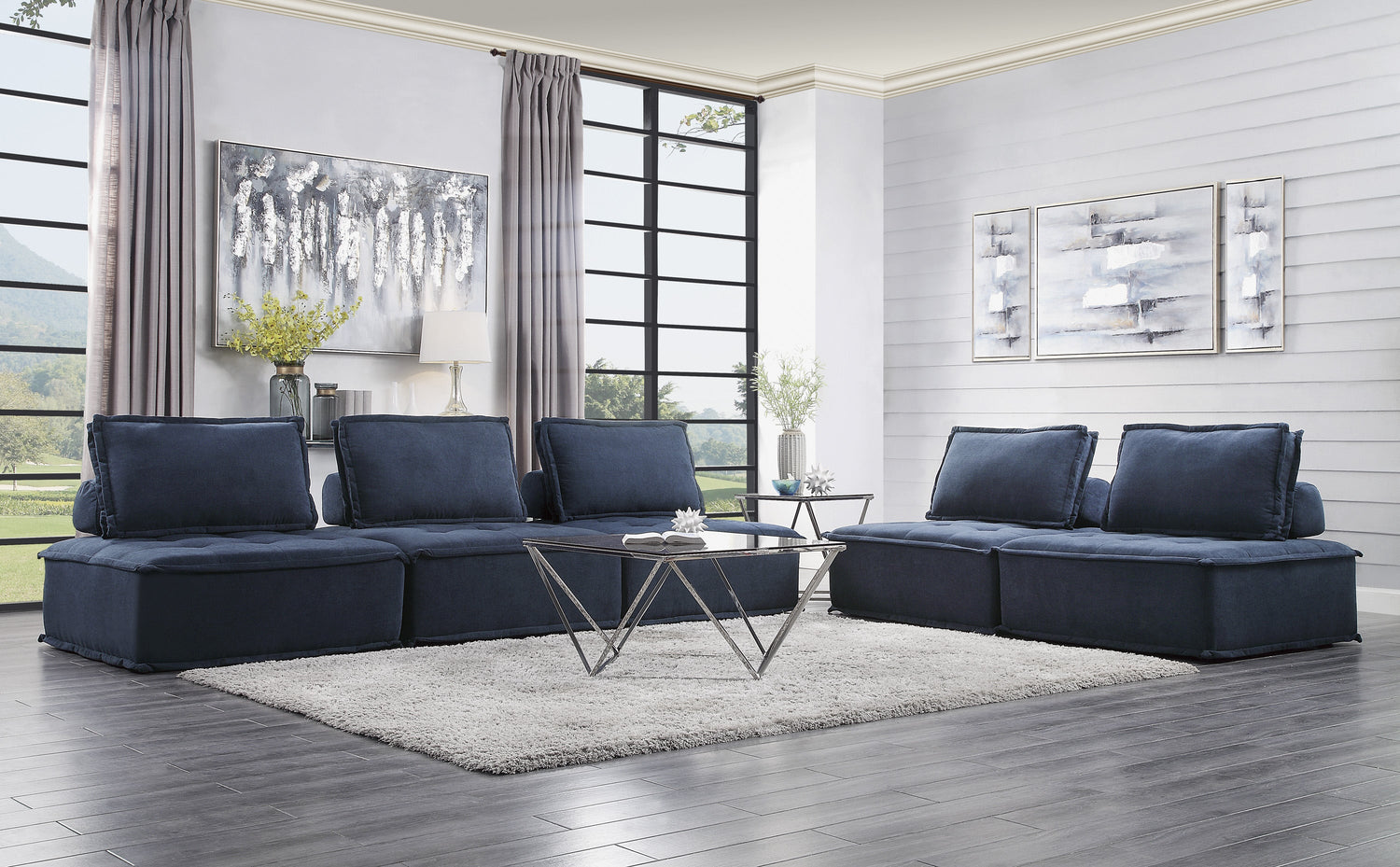 Ulrich Blue Modular Loveseat - 9545BU-2* - Bien Home Furniture &amp; Electronics