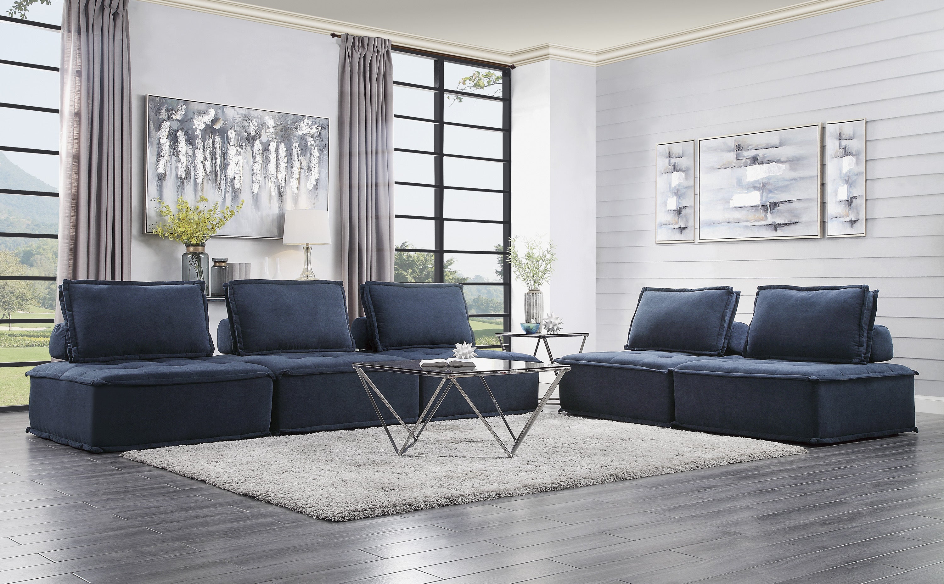 Ulrich Blue Modular Loveseat - 9545BU-2* - Bien Home Furniture & Electronics