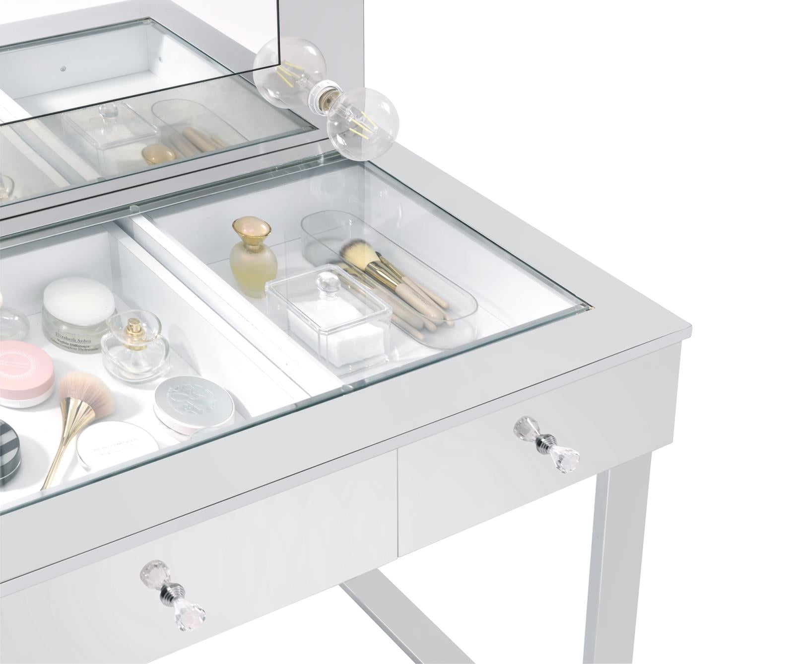 Umbridge 3-Drawer Vanity with Lighting Chrome/White - 935934 - Bien Home Furniture & Electronics