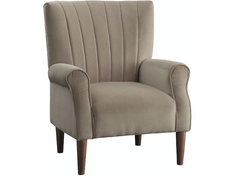 Urielle Brown Gray Velvet Accent Chair - 1047BR-1 - Bien Home Furniture & Electronics