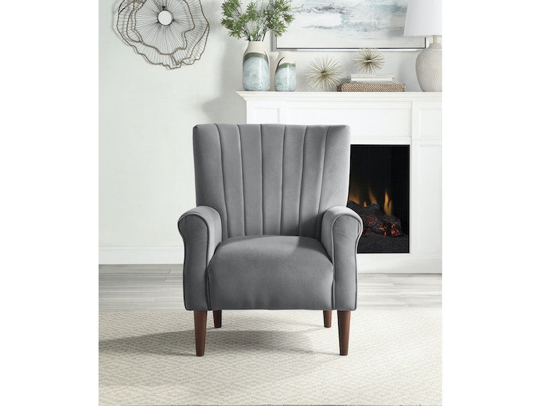 Urielle Dark Gray Velvet Accent Chair - 1047DG-1 - Bien Home Furniture &amp; Electronics