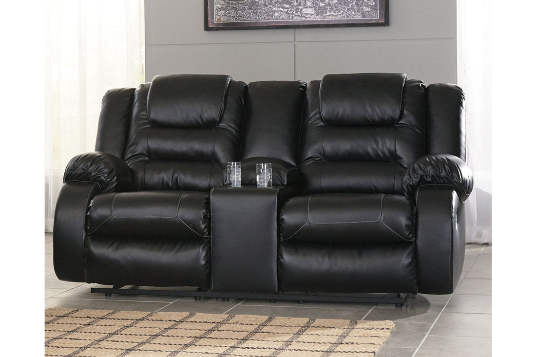 Vacherie Black Reclining Loveseat with Console - 7930894 - Bien Home Furniture &amp; Electronics