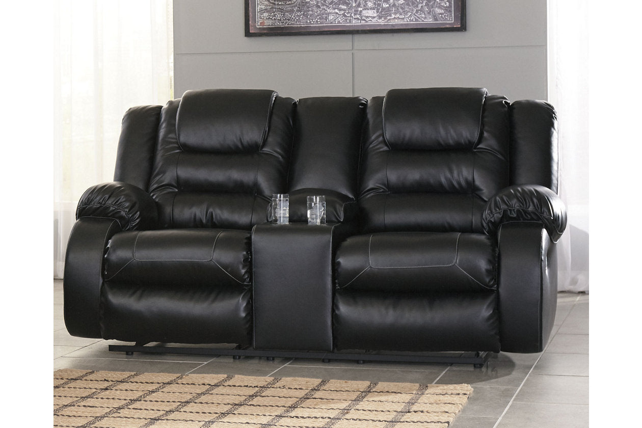 Vacherie Black Reclining Loveseat with Console - 7930894 - Bien Home Furniture &amp; Electronics