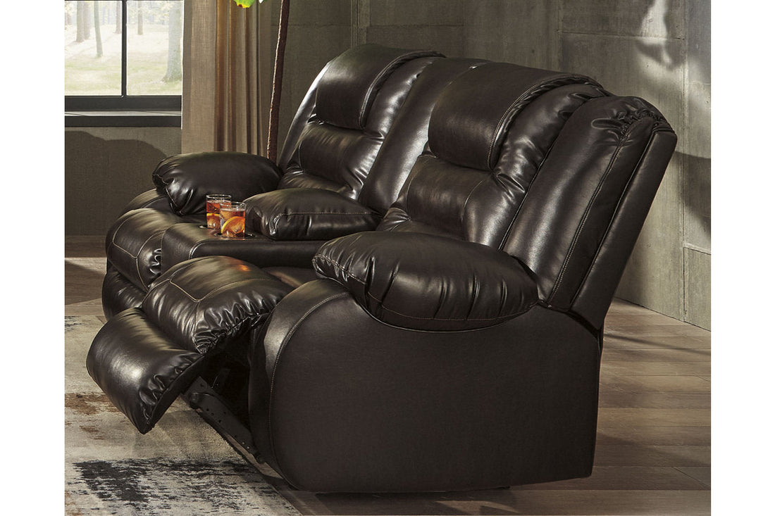 Vacherie Chocolate Reclining Loveseat with Console - 7930794 - Bien Home Furniture &amp; Electronics