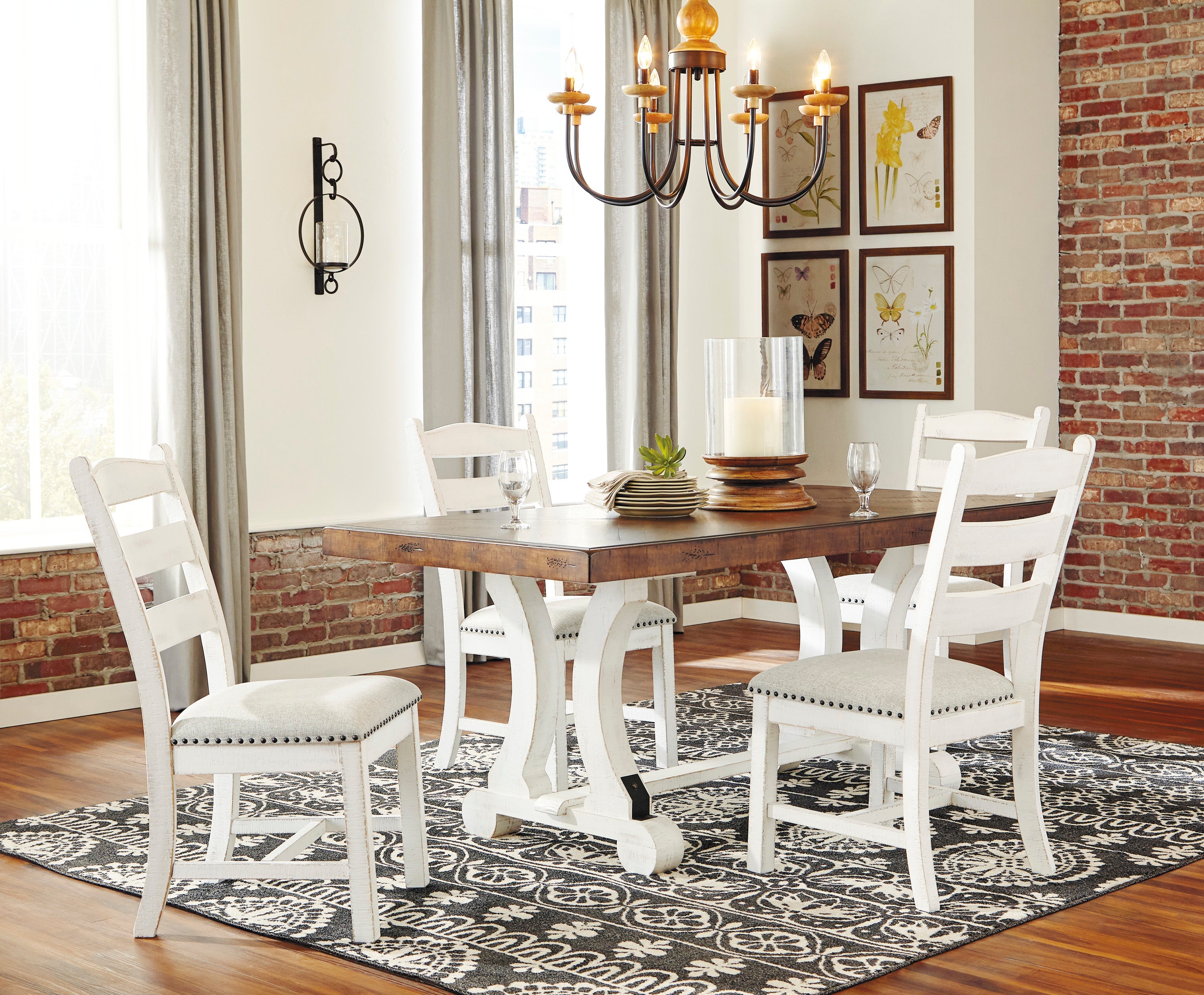 Valebeck Beige/White Rectangular Dining Set - SET | D546-35 | D546-01(2) - Bien Home Furniture & Electronics