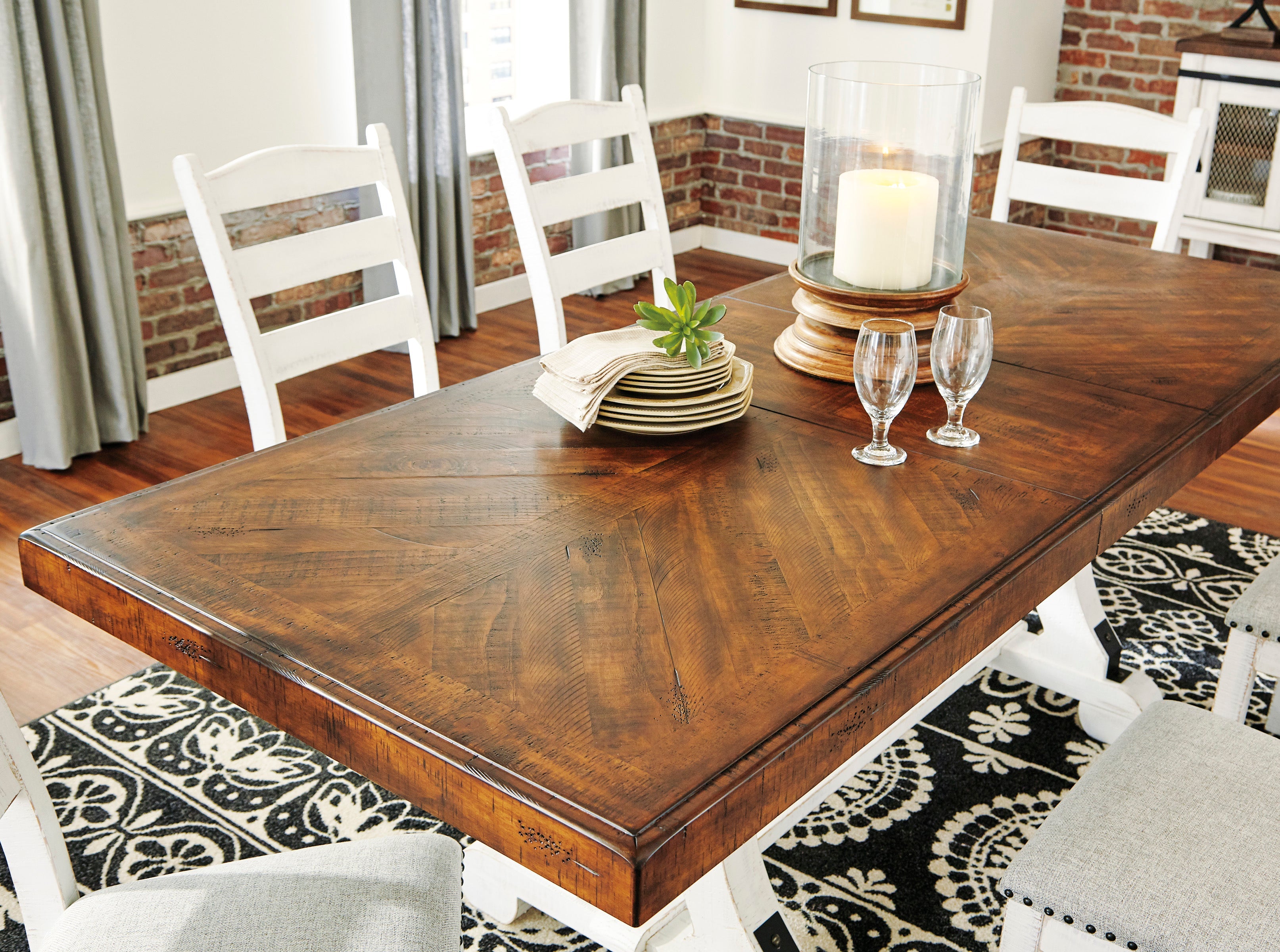 Valebeck Beige/White Rectangular Dining Set - SET | D546-35 | D546-01(2) - Bien Home Furniture & Electronics