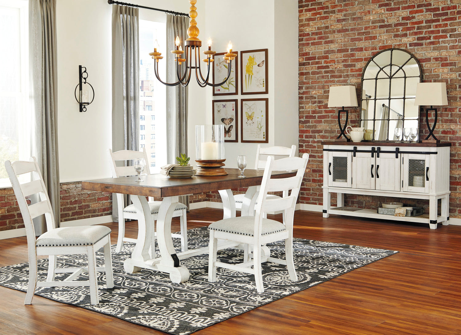 Valebeck Beige/White Rectangular Dining Set - SET | D546-35 | D546-01(2) - Bien Home Furniture & Electronics